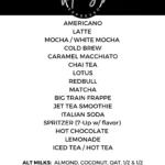 Espresso Menu Drinks